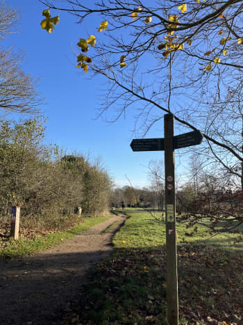 Directional sign at Wandlebury Country Park
